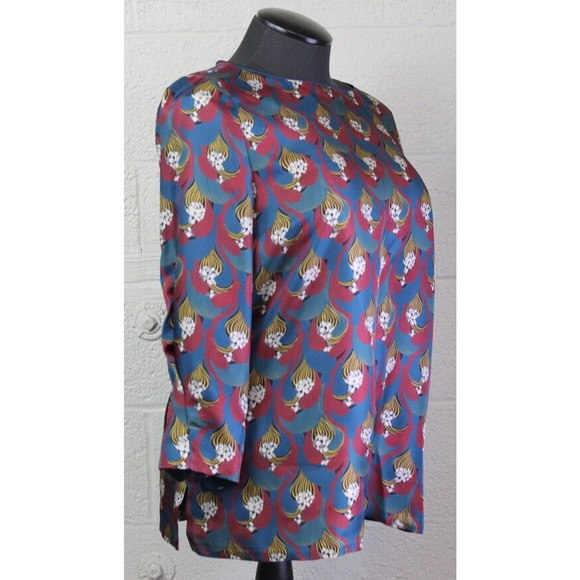 NWT, Lafayette 148 L Teal Red 100% Silk Empress Teal Multi-Colored Size 12 $545